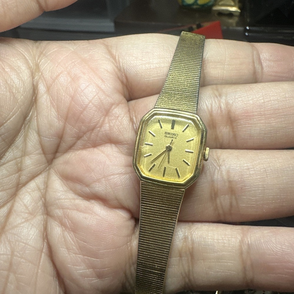 Works VTG SEIKO 1421-5619 Ladies Gold Tone Quartz Watch New Battery 18mm Fit 6.5